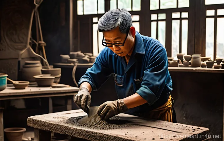 주물 기법과 주조 공정 - **Traditional Sand Casting of an Intricate Bronze Statue in a Vietnamese Workshop**
    "A highly de...