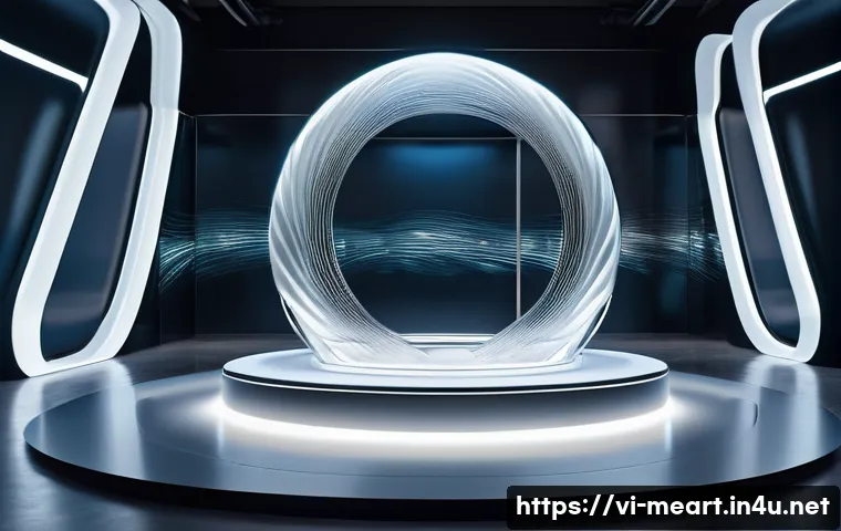 금속공예 메타버스 전시 - A futuristic digital art gallery showcasing metallic sculptures with intricate details, polished ref...