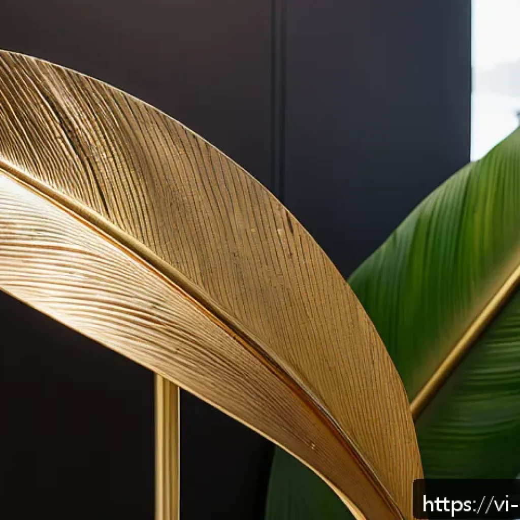 금속공예와 바이오메탈 응용 - A close-up view of an elegant BioMetal sculpture displayed in a modern Vietnamese art gallery, featu...